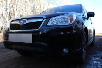 3 599 р. Защитная сетка в бампер (низ, ячейка 4х10 мм) Стрелка11 Премиум Subaru Forester SJ дорестайлинг (2012-2016) (Чёрная)  с доставкой в г. Пермь. Увеличить фотографию 3
