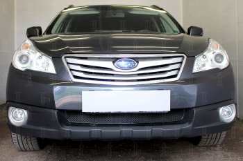 Защитная сетка в бампер (низ, ячейка 4х10 мм) Стрелка11 Премиум Subaru Outback BR/B14 дорестайлинг универсал (2009-2013) (Чёрная)