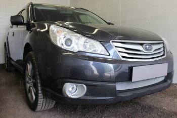 4 299 р. Защитная сетка в бампер (низ, ячейка 4х10 мм) Стрелка11 Премиум Subaru Outback BR/B14 дорестайлинг универсал (2009-2013) (Хром)  с доставкой в г. Пермь. Увеличить фотографию 4
