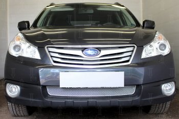 Защитная сетка в бампер (низ, ячейка 4х10 мм) Стрелка11 Премиум Subaru Outback BR/B14 дорестайлинг универсал (2009-2013) (Хром)