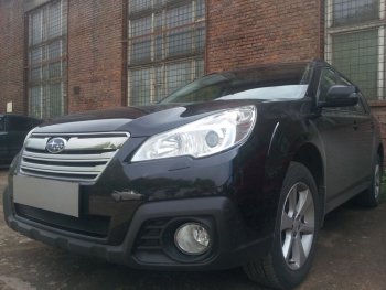 Защитная сетка в бампер (низ, ячейка 4х10 мм) Стрелка11 Премиум Subaru Outback  BR, (2012-2015) B14)  рестайлинг универсал (Чёрная)