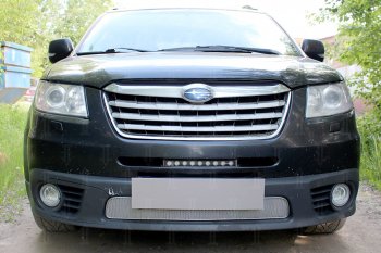 Защитная сетка в бампер (низ, ячейка 4х10 мм) Стрелка11 Премиум Subaru Tribeca (2008-2014) (Хром)