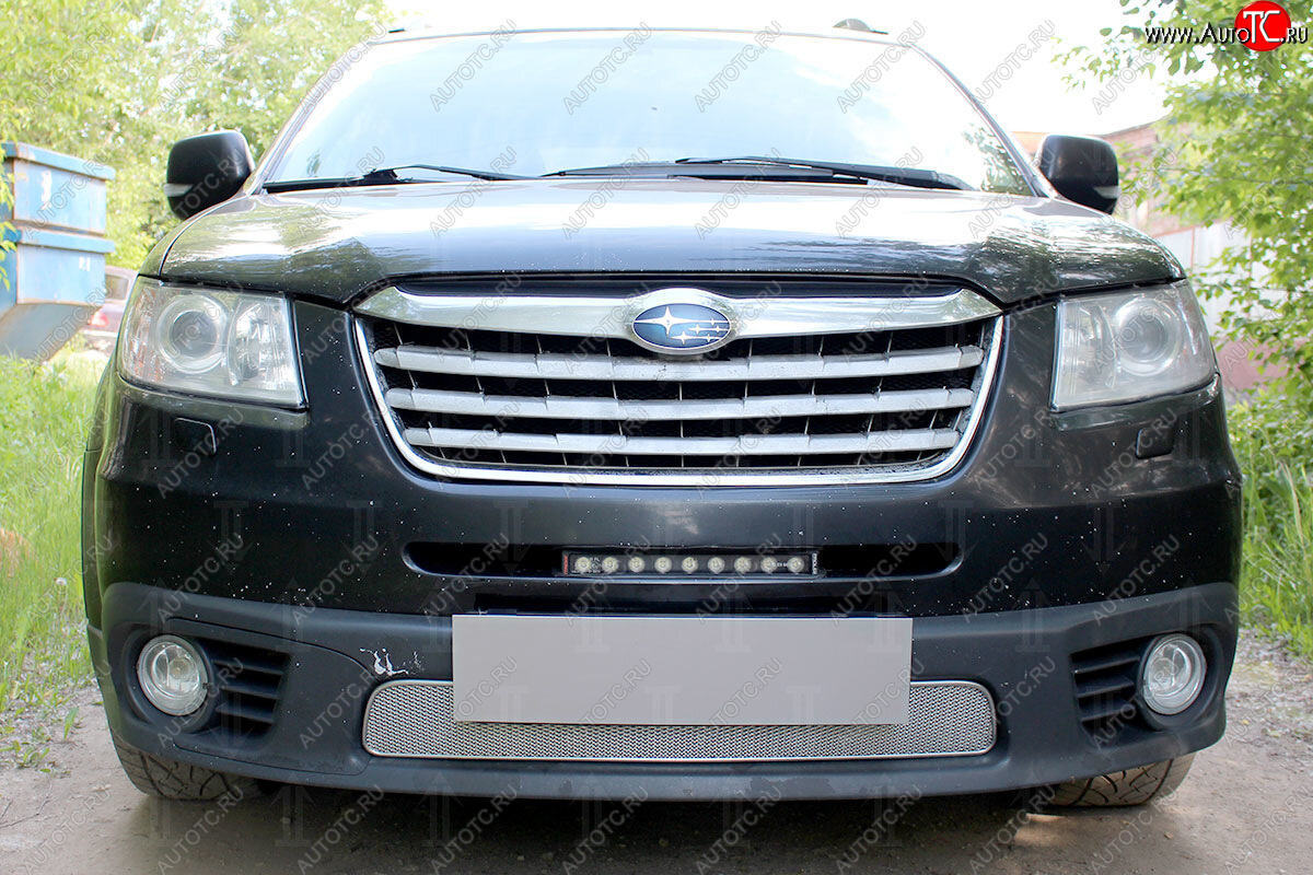4 099 р. Защитная сетка в бампер (низ, ячейка 4х10 мм) Стрелка11 Премиум Subaru Tribeca (2008-2014) (Хром)  с доставкой в г. Пермь