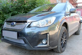 Защитная сетка в бампер (низ, ячейка 4х10 мм) Стрелка11 Премиум Subaru XV  GP/G33 (2016-2017) рестайлинг (Хром)