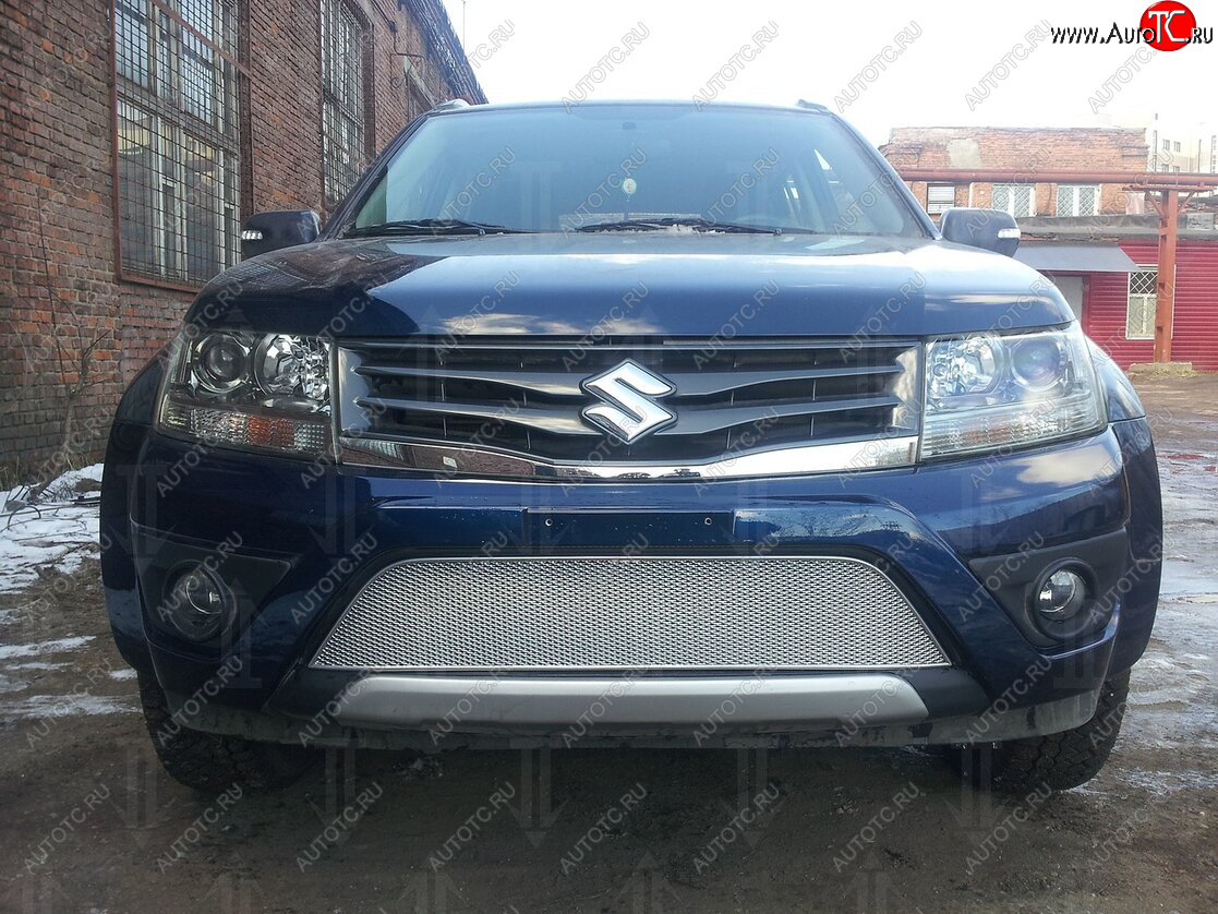 4 299 р. Защитная сетка в бампер (низ, ячейка 4х10 мм) Стрелка11 Премиум Suzuki Grand Vitara JT 5 дверей 2-ой рестайлинг (2012-2016) (Хром)  с доставкой в г. Пермь