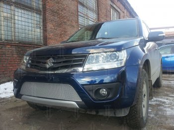 4 299 р. Защитная сетка в бампер (низ, ячейка 4х10 мм) Стрелка11 Премиум Suzuki Grand Vitara JT 5 дверей 2-ой рестайлинг (2012-2016) (Хром)  с доставкой в г. Пермь. Увеличить фотографию 2