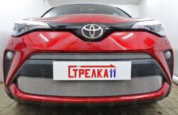 Защитная сетка в бампер (верх, ячейка 4х10 мм) Стрелка11 Премиум Toyota C-HR NGX10, ZGX10 рестайлинг (2019-2025) (Хром)