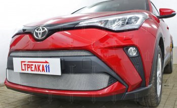 Защитная сетка в бампер (низ, ячейка 4х10 мм) Стрелка11 Премиум Toyota C-HR NGX10, ZGX10 рестайлинг (2019-2025) (Хром)