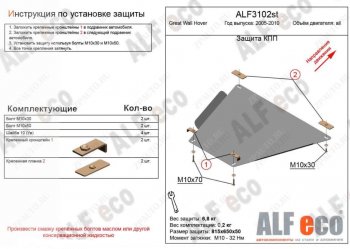 Защита КПП ALFECO Great Wall Hover (2006-2010)  дорестайлинг (Сталь 2 мм)
