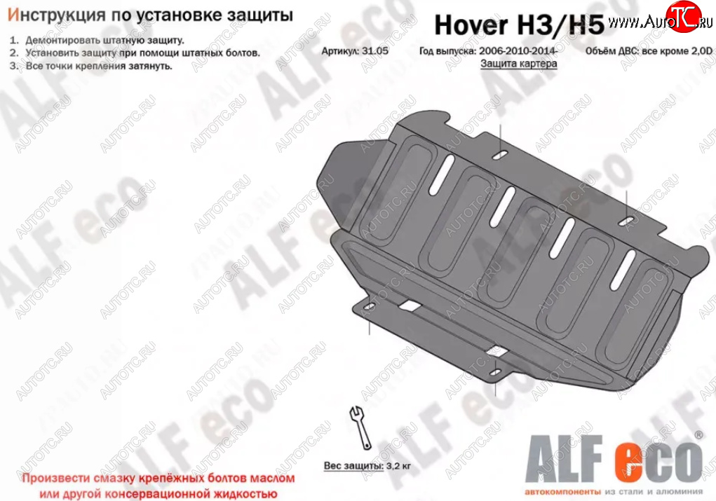1 659 р. Защита картера двигателя (V-2,0) ALFECO Haval H5 рестайлинг (2020-2023) (Алюминий 4 мм)  с доставкой в г. Пермь