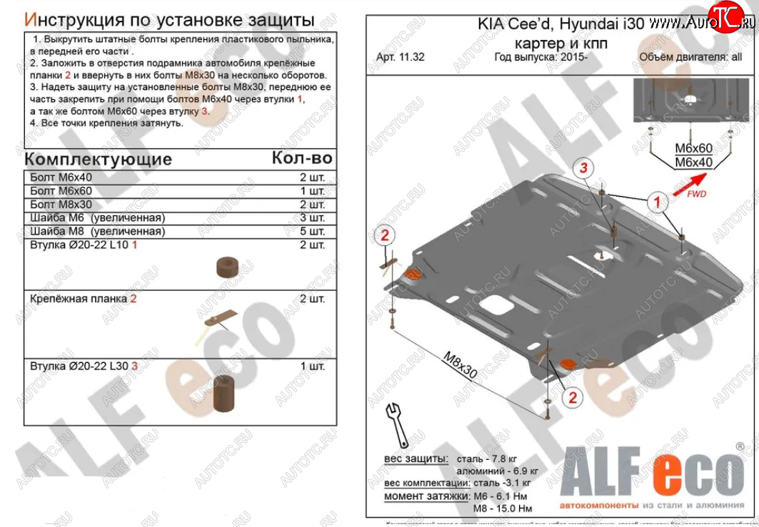 4 499 р. Защита картера двигателя и КПП Alfeco KIA Cerato 4 BD рестайлинг седан (2021-2025) (Сталь 2 мм)  с доставкой в г. Пермь