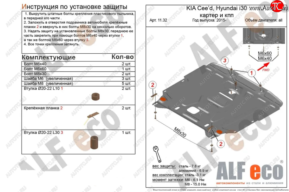 11 399 р. Защита картера двигателя и КПП Alfeco  KIA Cerato  3 YD (2016-2019) рестайлинг седан (Алюминий 3 мм)  с доставкой в г. Пермь