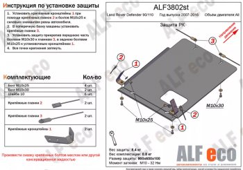 Защита раздаточной коробки Alfeco Land Rover Defender 110  1 L316 - Defender 90  1 L316 (Алюминий 4 мм)