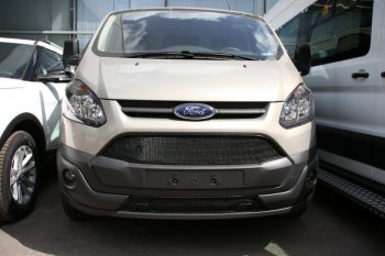 5 999 р. Сетка на бампер внешняя для FORD Tourneo Custom 2014-2017, 2 шт., черн., 15 мм, для автомобилей с передним парктроником  Форд Турнео коннект Arbori 01-170814-151  с доставкой в г. Пермь. Увеличить фотографию 1