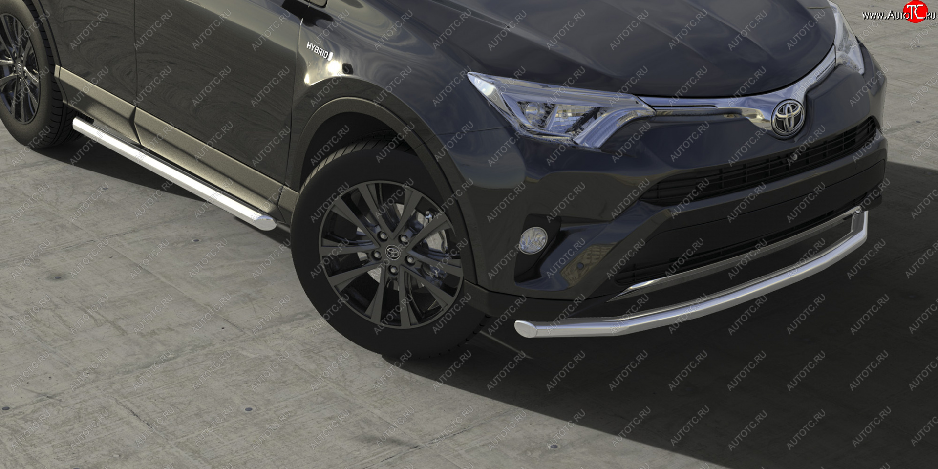 4 649 р. Защита переднего бампера d57 Arbori нерж. сталь для TOYOTA RAV4 2015-2018  Тойота Рав 4 Arbori afzdatr41502  с доставкой в г. Пермь