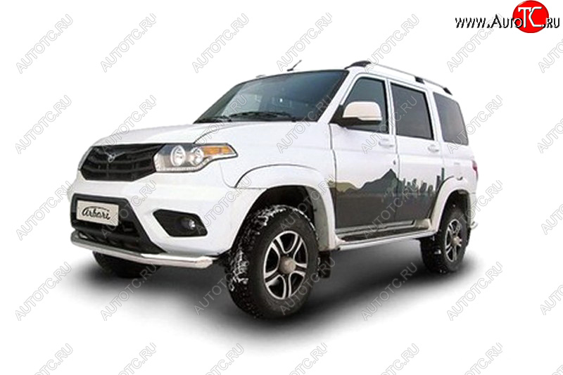20 399 р. Защита переднего бампера d76 Arbori нерж. сталь для UAZ PATRIOT 2014-нв  Патриот Arbori afzdaup1402  с доставкой в г. Пермь