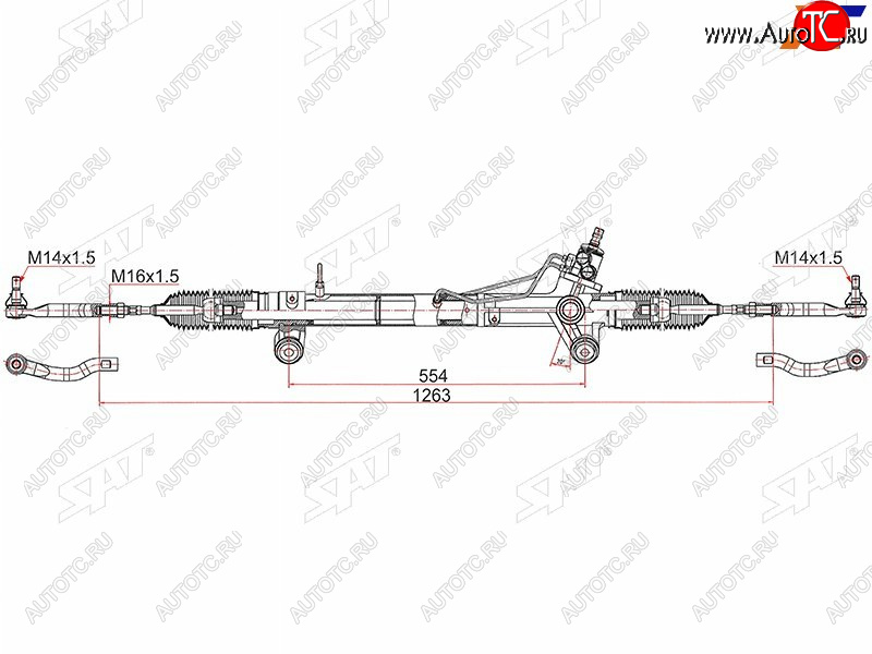 16 349 р. Рейка рулевая LHD SAT Toyota Hilux AN120 дорестайлинг (2016-2020)  с доставкой в г. Пермь