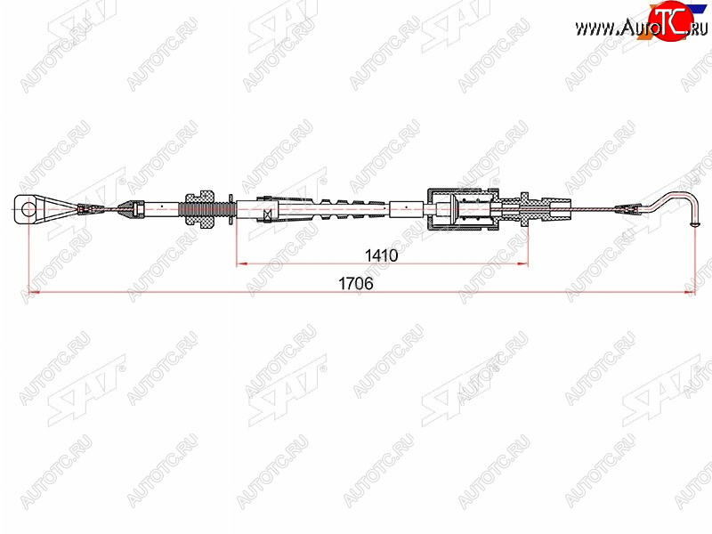 519 р. Трос газа VOLKSWAGEN TRANSPORTER IV 90-03 (1706mm) SAT ST-401-0002  с доставкой в г. Пермь