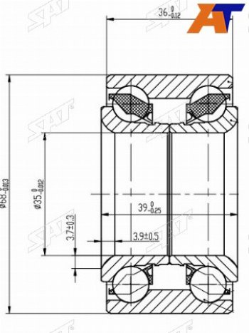 1 199 р. Подшипник передней ступицы NISSAN MARCHMICRACUBE 90-02 SAT ST-40210-41B00  с доставкой в г. Пермь. Увеличить фотографию 1