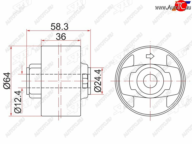 539 р. Сайлентблок Toyota Corolla (E150) 06-13  RAV4 (XA30) 05-13  Lexus NX 14-17  Toyota Auris 06-12  SAT ST-41651-42120  с доставкой в г. Пермь