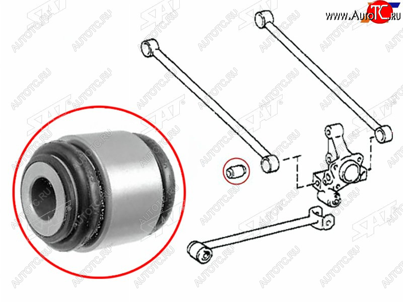 339 р. Сайлентблок Toyota Caldina (T190,T210) 92-02  Camry (XV20) 86-02  Vista 86-98  Camry 96-01 (Зад) SAT ST-42210-14010  с доставкой в г. Пермь