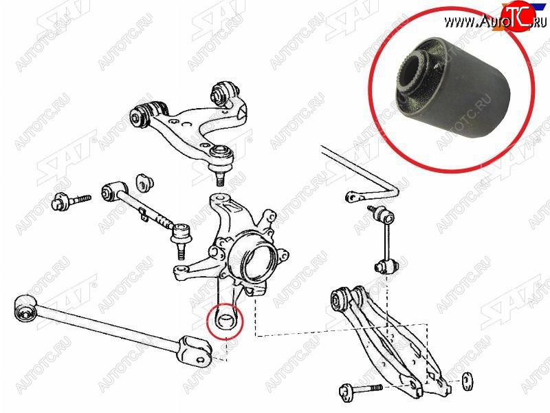 379 р. Сайлентблок Toyota Crown 99-08  Mark II (X110) 00-04  RAV4 (XA30,XA40) 05-19  Lexus GS 97-04  IS SAT ST-42305-51010F  с доставкой в г. Пермь