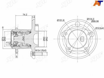 3 599 р. Ступичный узел задн.лев TOYOTA WINDOM MCV30CAMRY ACV40 SAT ST-42460-06010  с доставкой в г. Пермь. Увеличить фотографию 1