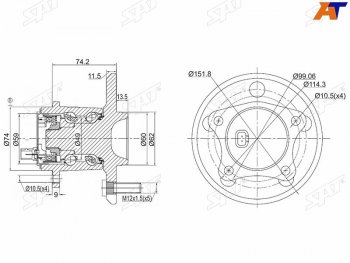 3 679 р. Ступичный узел задн.прав TOYOTA WINDOM MCV30CAMRY ACV40 SAT ST-42450-06040  с доставкой в г. Пермь. Увеличить фотографию 1