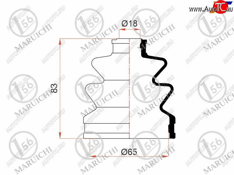 599 р. Пыльник шруса наружный SUBARU OUTBACK 03-09 B13SUZUKI SWIFT04-09 1.3L (2 хомута. резина) MARUICHI 08-414  с доставкой в г. Пермь