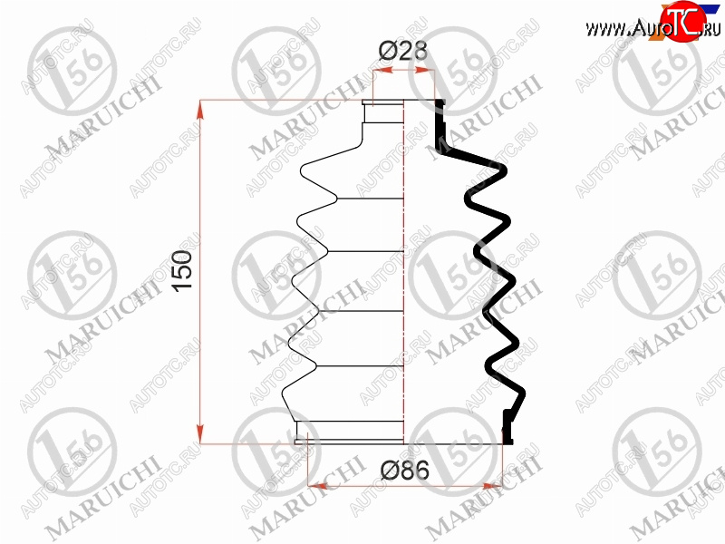 1 359 р. Пыльник шруса наружный MITSUBISHI DELICASPACE GEAR 94-04L400 94-01PAJEROMONTERO 90-04 4M404D56T MARUICHI 02-161  с доставкой в г. Пермь