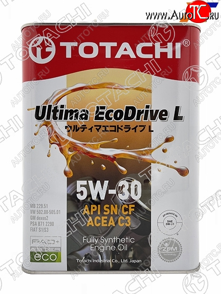 4 099 р. Масло моторное синтетическое TOTACHI Ultima Ecodrive L 5W-30 SNCF, C3 4л TOTACHI 12104  с доставкой в г. Пермь