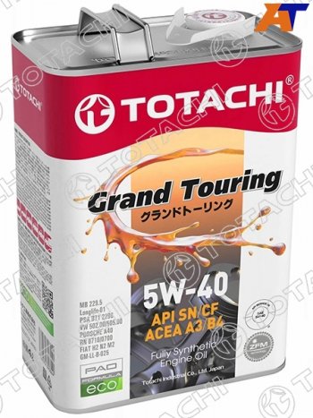4 499 р. Масло моторное синтетическое TOTACHI Grand Touring 5W-40 SNCF, A3B4 4л TOTACHI 11904  с доставкой в г. Пермь. Увеличить фотографию 2