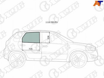 2 569 р. Стекло боковое опускное (Сзади Справа Цвет зеленый) Datsun mi-Do 14-21  on-DO 14-19  LADA Granta XYG 1118 RD/RH  с доставкой в г. Пермь. Увеличить фотографию 1