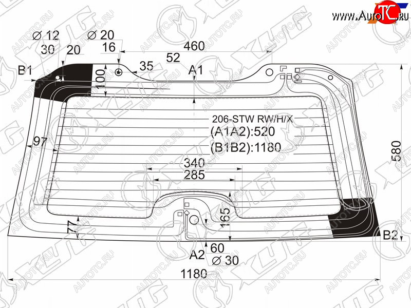 7 949 р. Стекло заднее (Цвет зеленый Обогрев) Peugeot 206 98-09 XYG 206-STW RW/H/X  с доставкой в г. Пермь