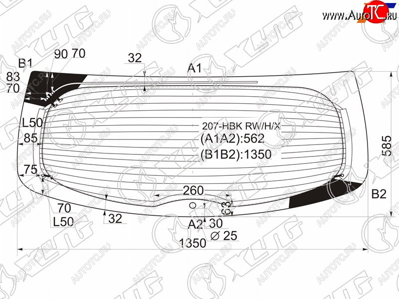 12 299 р. Стекло заднее с обогревом PEUGEOT 207 3/5D HBK 06-12 XYG 207-HBK RW/H/X, 207hbkrwhx XYG 207-HBK RW/H/X  с доставкой в г. Пермь