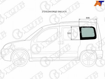 1 759 р. Стекло кузова боковое (не опускное) (Слева Цвет зеленый) Citroen Berlingo 96-12  Peugeot Partner 9 XYG 2724LGNV3RQO SW/LH/X  с доставкой в г. Пермь. Увеличить фотографию 1