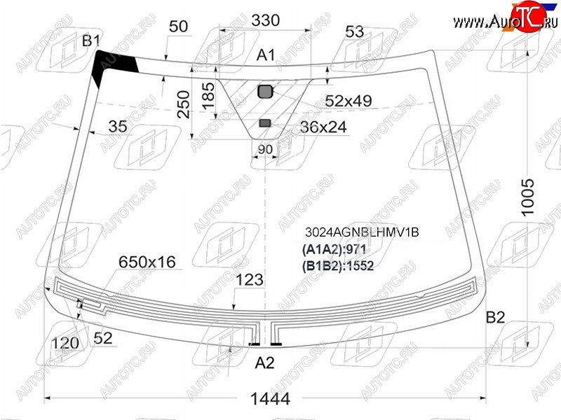 8 849 р. Стекло лобовое (Обогрев щеток Датчик дождя) Chevrolet Captiva 06-15  Opel Antara 06-15  Daewoo Wi FUYAO 3024AGNBLHMV1B  с доставкой в г. Пермь