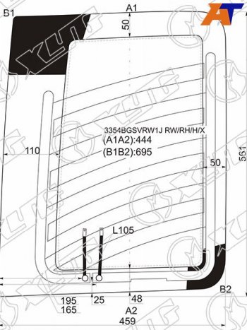 5 299 р. Стекло заднее (Цвет зеленый Обогрев) Fiat Doblo 01-16 XYG 3354BGSVRW1J RW/RH/H/X  с доставкой в г. Пермь. Увеличить фотографию 1