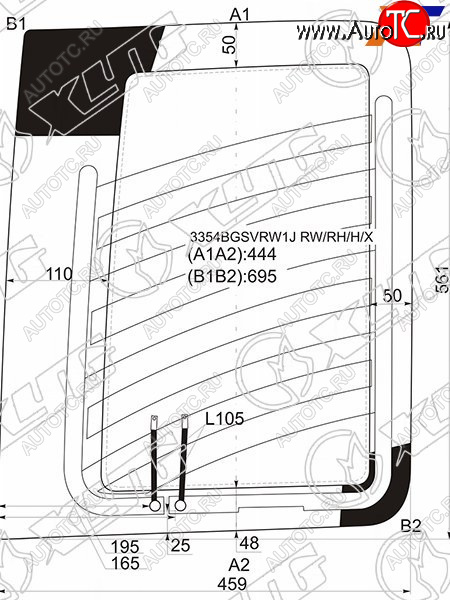 5 299 р. Стекло заднее (Цвет зеленый Обогрев) Fiat Doblo 01-16 XYG 3354BGSVRW1J RW/RH/H/X  с доставкой в г. Пермь