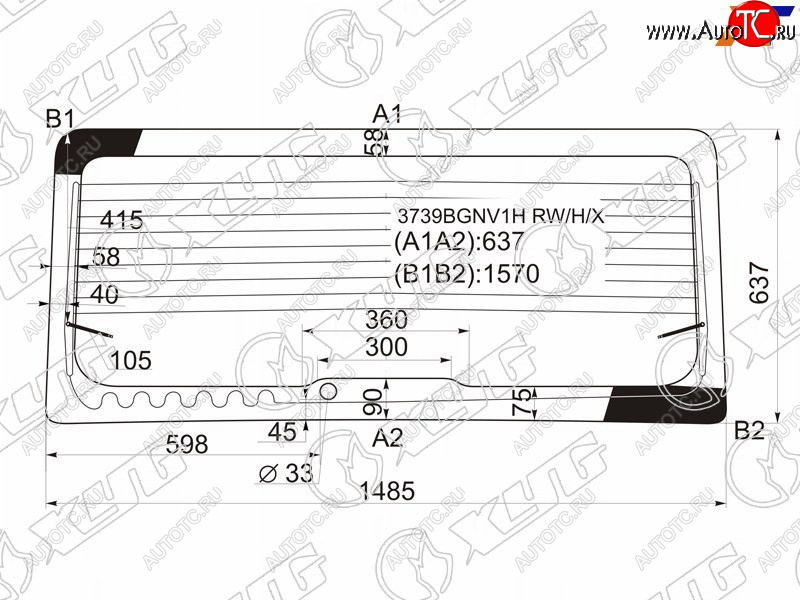 9 749 р. Стекло заднее (Цвет зеленый Обогрев) Ford Transit 00-14 XYG 3739BGNV1H RW/H/X  с доставкой в г. Пермь