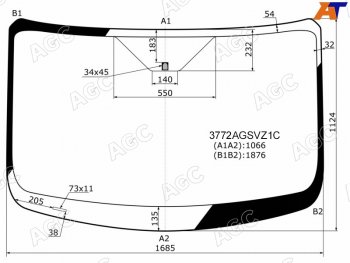Стекло лобовое FORD TRANSIT (низкаясредняя крыша) 13-                                               AGC 3772AGSVZ1C