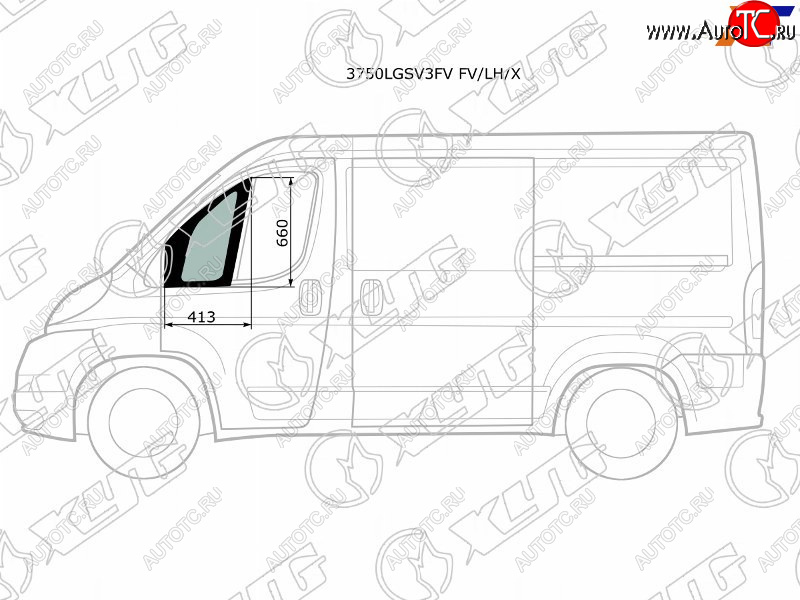 1 759 р. Стекло форточки (Спереди Слева Цвет зеленый) Peugeot Boxer 06-  Citroen Jumper 06-  Fiat Ducato XYG 3750LGSV3FV FV/LH/X  с доставкой в г. Пермь