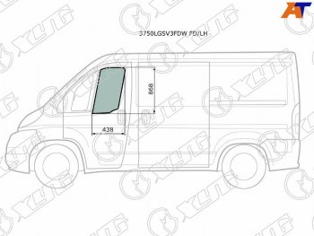 2 789 р. Стекло боковое опускное (Спереди Слева Цвет зеленый) Peugeot Boxer 06-  Citroen Jumper 06-  Fiat XYG 3750LGSV3FDW FD/LH  с доставкой в г. Пермь. Увеличить фотографию 1