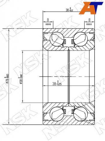 2 679 р. Подшипник передней ступицы наружний TOYOTA RUSHCAMITERIOSPYZAR (без ABS)                          NSK 38BWD21  с доставкой в г. Пермь. Увеличить фотографию 1