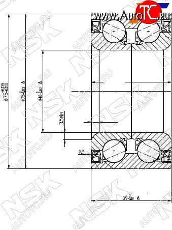 3 399 р. Подшипник передней ступицы TOYOTA VITZBELTARACTIS 05- (с ABS) NSK 40BWD17  с доставкой в г. Пермь