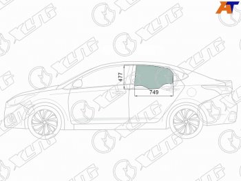 2 699 р. Стекло боковое опускное (Сзади Слева Цвет зеленый Крепления) Hyundai Solaris 17-20  Accent 17-22 XYG 4168LGNS4RD RD/LH  с доставкой в г. Пермь. Увеличить фотографию 1