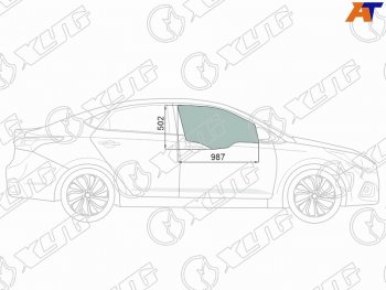 2 569 р. Стекло боковое опускное (Спереди Справа Цвет зеленый Крепления) Hyundai Solaris 17-20  Accent 17 XYG 4168RGNS4FD FD/RH  с доставкой в г. Пермь. Увеличить фотографию 1
