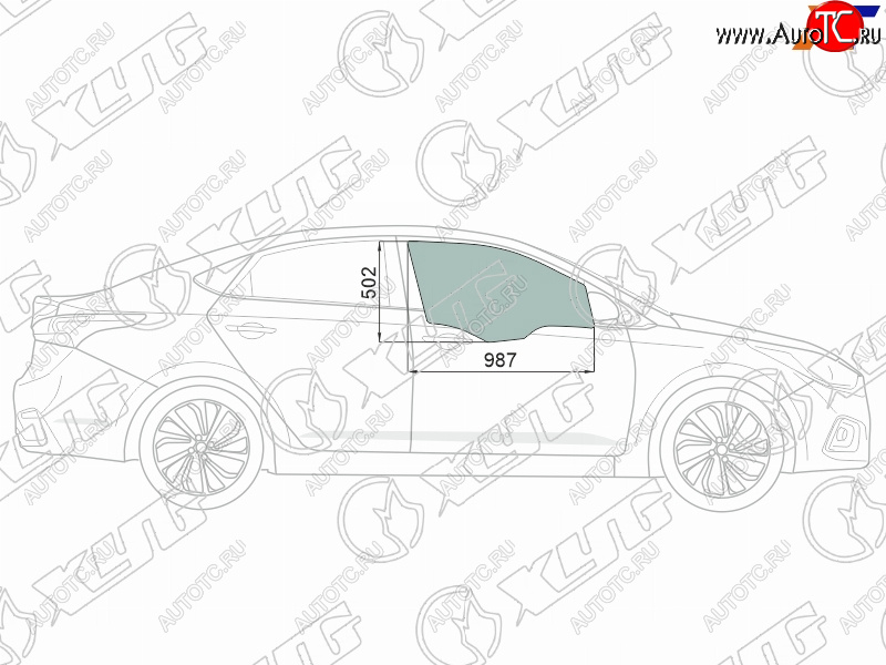 2 569 р. Стекло боковое опускное (Спереди Справа Цвет зеленый Крепления) Hyundai Solaris 17-20  Accent 17 XYG 4168RGNS4FD FD/RH  с доставкой в г. Пермь