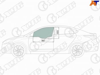 2 569 р. Стекло боковое опускное (Спереди Слева Цвет зеленый Крепления) Hyundai Solaris 17-20  Accent 17- XYG 4168LGNS4FD FD/LH  с доставкой в г. Пермь. Увеличить фотографию 1
