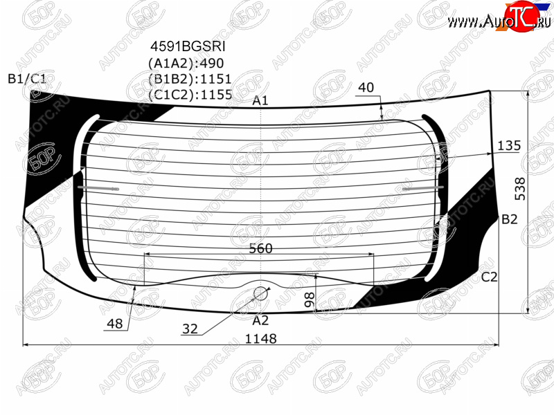 7 199 р. Стекло заднее (Затемненное Обогрев) LADA XRAY 15-  XRAY Cross 18- BOR 4591BGSRI  с доставкой в г. Пермь